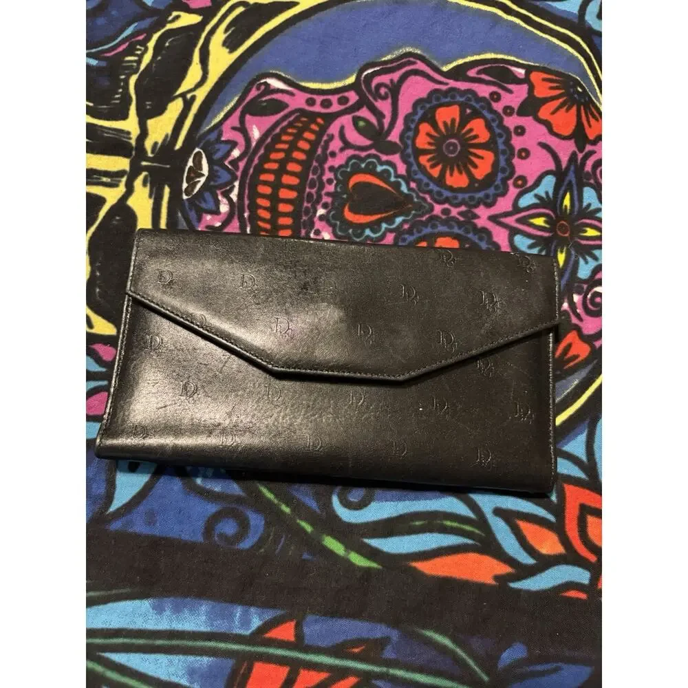 Christian Dior Vintage Black Byfold Leather Wallet. Flawed Check Pictures Usable